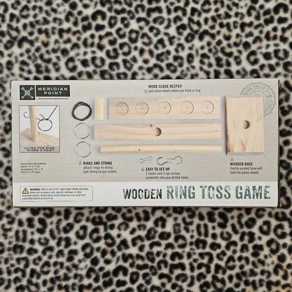 Meridian Point Wooden Ring Toss Game, Catch The Ring On The Hook, New in Box NIB - Picture 3 of 7